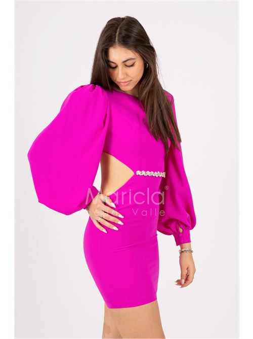 abito midi scollato manica lunga MARICLA ELEGANCE | CAR58157FUXIA